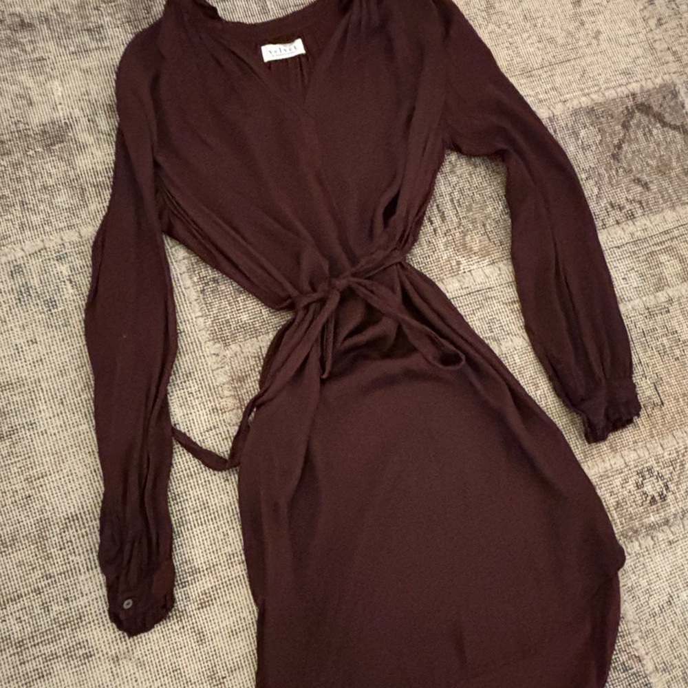 Velvet by Graham & Spencer Red Wrap Long Sleeve Dress